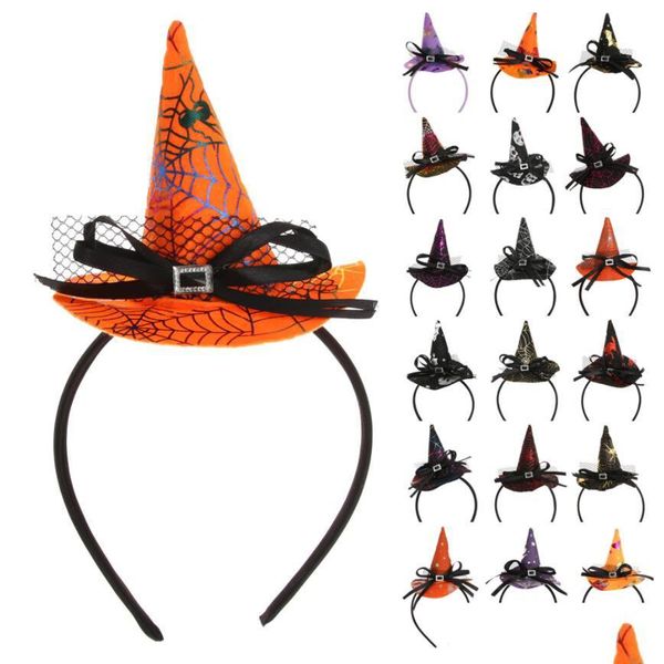 Festa decoração halloween headband abóbora aranha web cabelo hoop bruxa cosplay headdress adereços crianças menina acessórios entrega gota h dhdwp