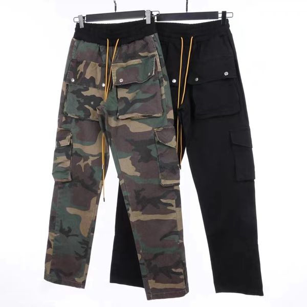 pantaloni firmati pantaloni rhuder tasche dei pantaloni della tuta classici pantaloni cargo rhose tuta da uomo pantaloni moda stringa disegnare pantaloni casual impilati verde militare S-XL