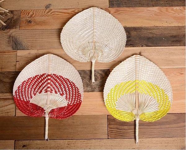 Bomboniera 50 pezzi Ventagli di foglie di palma Ventaglio multicolore in vimini fatto a mano Decorazione tradizionale cinese artigianale per la casa SN2044