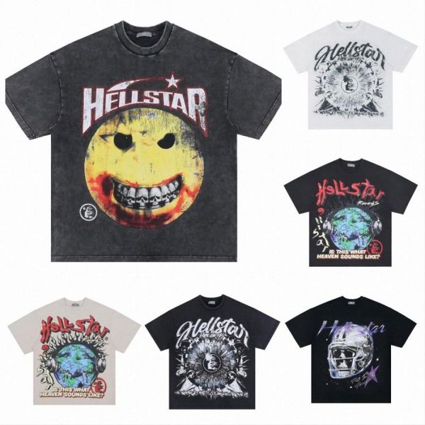 Hellstar Gömlek Tasarımcı T-Shirt Erkek Tişört Hellstar T-Shirt Rapçi Yıkanmış Gri Ağır El Sanatları Unisex Kısa Kollu T-Shirt Gömlek Retro Kadın T-Shirt ABD S-XL