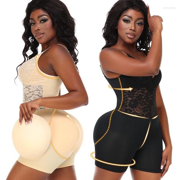 Damen Shapers BuLifter gepolsterter Bodysuit für Frauen, Bauchkontrolle, Shapewear, offener Schritt, einfache Toilette, Body Shaper, Hüftverstärker, Unterwäsche