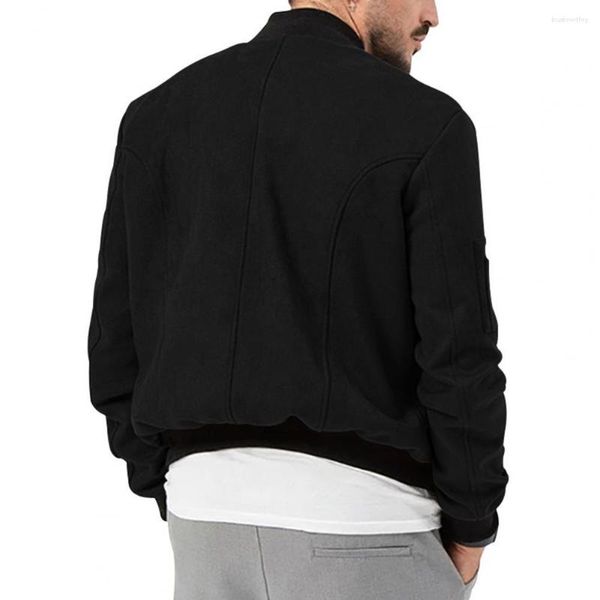 Jaquetas masculinas jaqueta esportiva elegante beisebol para outono inverno quente macio casual outerwear com gola elástica punhos homens