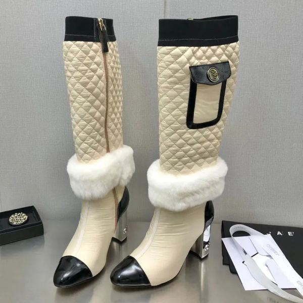 Chanells designer ricamato da donna di lusso elettrico stivali sexy color chaannel stivali in pelle abbinati lady match vari scarpe tacco alto