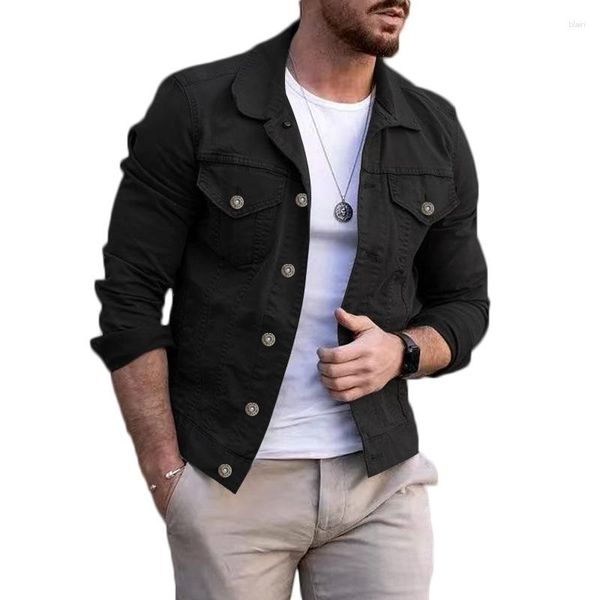 Giacche da uomo Giacca nera 2023 Uomo Denim Slim Fit Moda Casual Cappotto tascabile Uomo Bello Primavera Autunno Classico