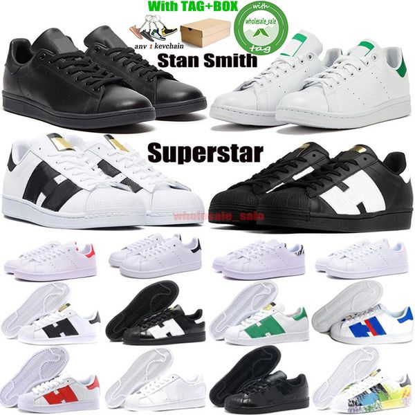 Box Stan Smith Superstars Erkek Kadınlar Sıradan Ayakkabı Tripler Siyah Oreo Lazer Altın Platform Moda Spor Spor Ayakkabı Flat Trainers 36-44
