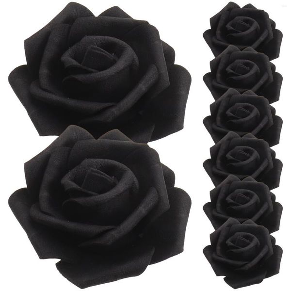 Fiori decorativi 100 pezzi di rose artificiali finte decorazioni per la testa rose nere finte artigianato floreale sposa