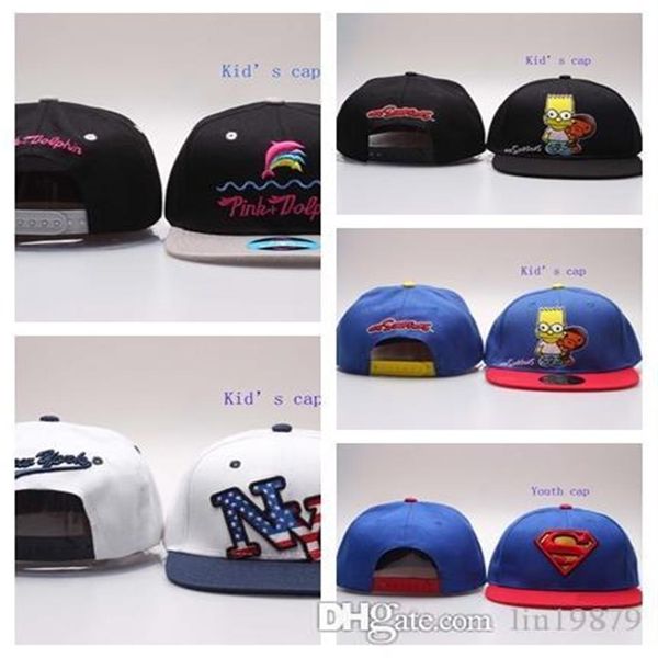 2019 marca estilo dos desenhos animados NY Pink Dolphin crianças snapback bonés de beisebol bebê menina menino snapback chapéus chapeu casquette osso gorras191y