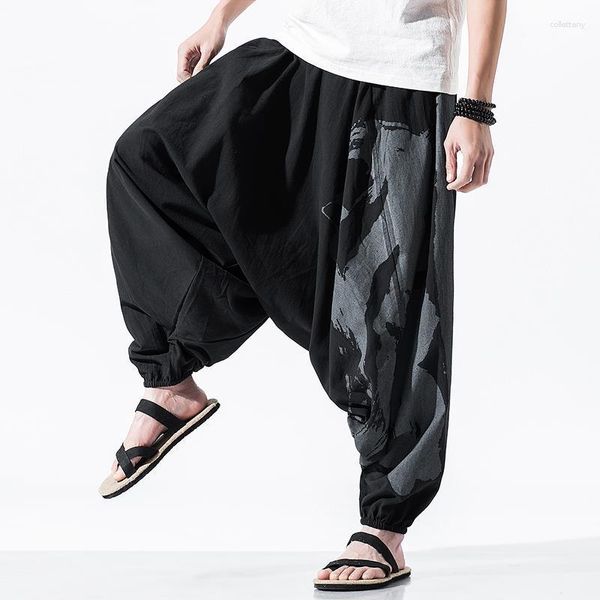 Shorts masculinos homens harem calças corredores elástico cintura solta gota virilha calças masculinas bolsos sólidos hip hop streetwear