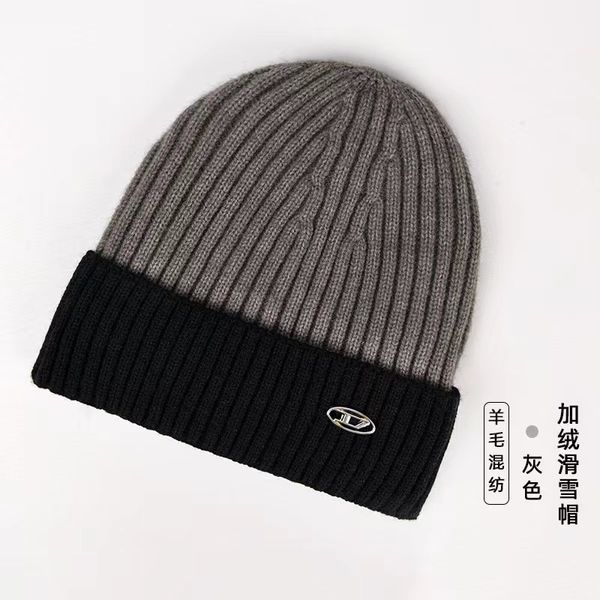 Chapéu de caveira de designer gorro de malha mais lã quente chapéu de esqui chapéu de retalhos para homens e mulheres