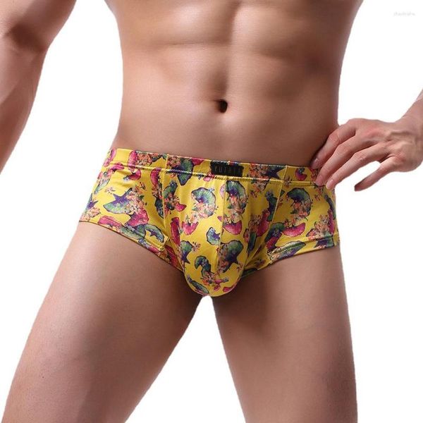 Unterhosen Sexy U Convex Trunks Penis Big Pouch Höschen Männer Boxer Briefs Unterwäsche Niedrige Taille Druck Dessous Elastische Männliche Knickers