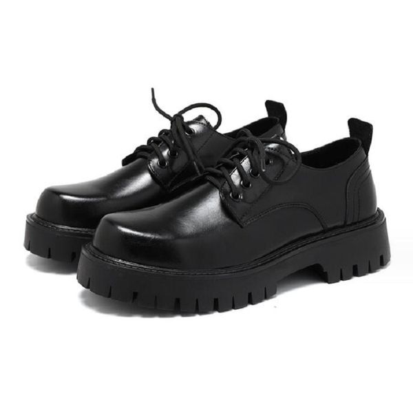 Männer Plattform Leder Casual Schuhe Schwarz Weiß Vintage Männlichen Lace-Up Kleid Schuhe Business Oxfords Mode Hochzeit Wohnungen 1AA49