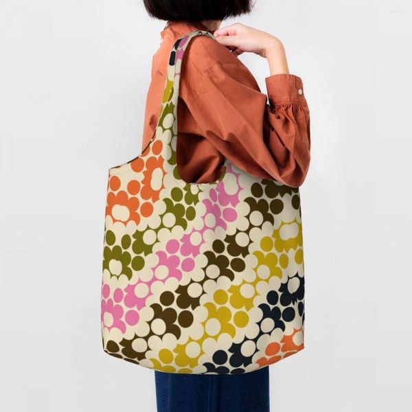 Sacos de compras moda impressão quebra-cabeça flor multi clássico orla kiely sacola reciclagem lona mercearia shopper bolsa de ombro
