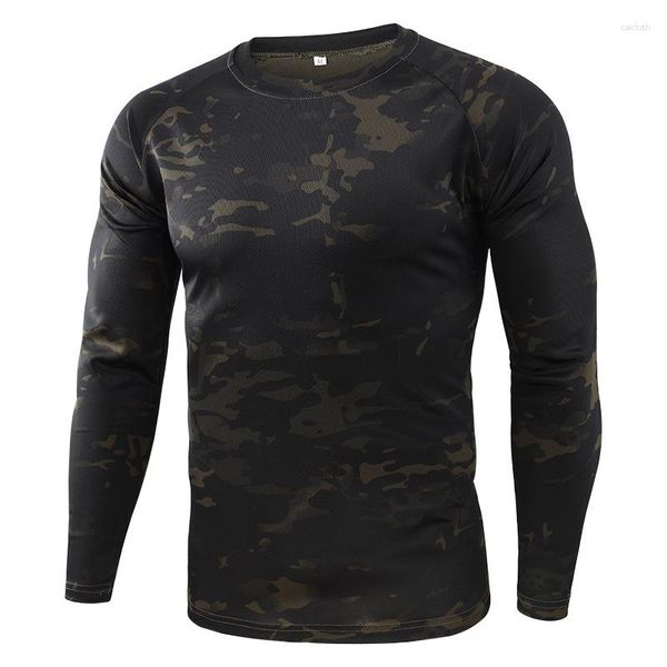 T-shirt da uomo Camicia militare tattica da uomo T-shirt manica lunga traspirante ad asciugatura rapida Maschile Sport all'aria aperta Esercito Combattimento Camouflage Tee Tops