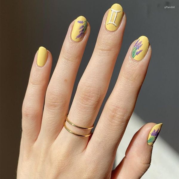 Künstliche Nägel, frische und elegante Lavendel-Nagelpflaster mit rundem Kopf, Wearing Products, 24-teilige Box