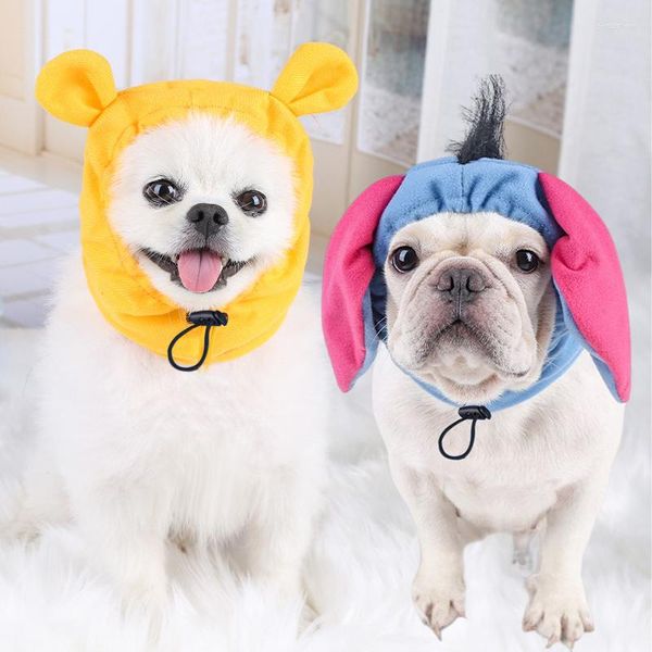 Köpek giyim karikatür şapka şapkası küçük orta büyük evcil hayvan ayı cosplay elastik iplik kostümler köpekler kediler chihuahua York pug