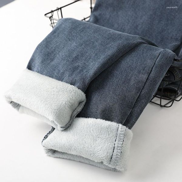 Jeans da donna GUUZYUVIZ Pantaloni Harem da donna in denim allentato Casual Vintage Fluffy Addensare Warm Baggy Winter con Cashmere Jean Femme