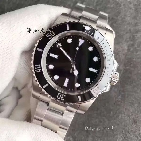 mm Steel Big St Automatic Mekanik Siyah Dial Sapphire Cam Tarih Seramik Saatler Erkekler Paslanmaz Bilek Kafaları Sütyen Eel Es Ainless