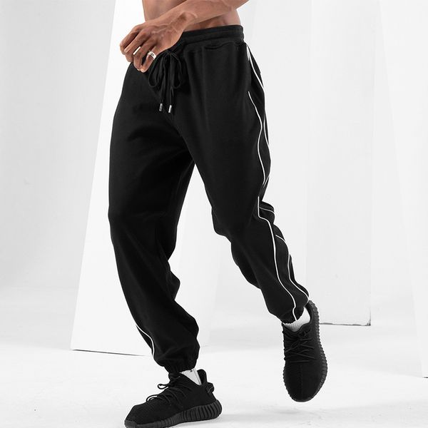 Мужские брюки DUYIT, однотонные свободные брюки с боковой вертикальной полосой, мужские весенне-осенние эластичные завязки на талии, спортивные повседневные спортивные штаны 230906