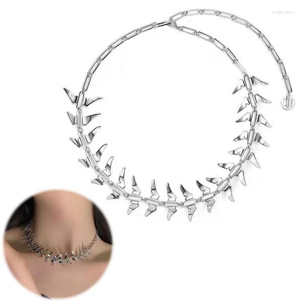 Halsband Persönlichkeit Punk Fishbone Kette Cosplay Unisex Luxus Hip Hop Halskette Schmuck Zubehör Halloween Geschenke