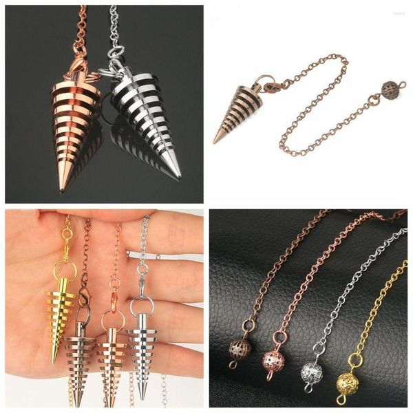 Colares Pingente Pêndulos de Metal para Dowsing Adivinhação Reiki Cura Cone Espiritual Wicca Amuleto Parafuso Forma Pendule Chains