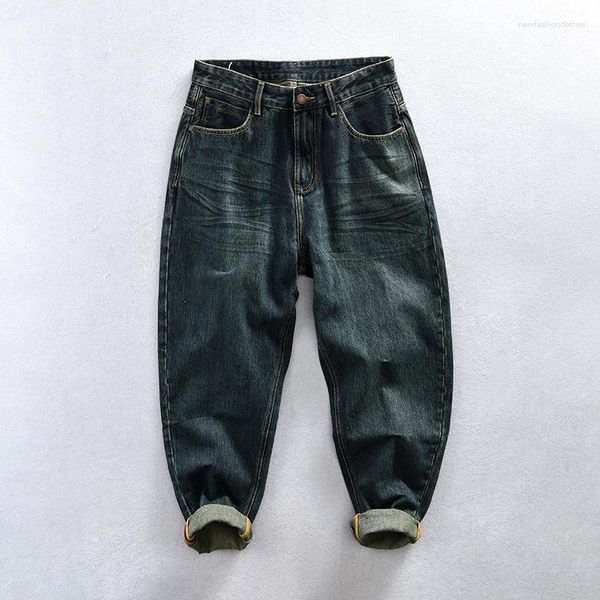 Herrenjeans 1022 Männer Vintage Casual Dunkelgrün Gerade Streetwear Denim Hosen Jugend Bequeme Baumwollmischung Klassische Alltagshose