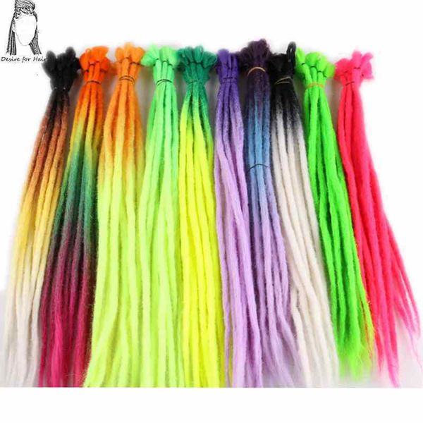 Human Hair Bulks Desire for Hair 5 Stück Ombre handgemachte Dreadlocks Haarverlängerungen synthetische Hip-Hop-Stil Häkelzöpfe Haar rosa Farbe 230906