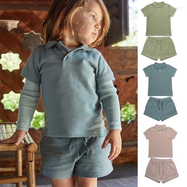 Kleidung Sets Jungen Kleidung MM Marke 2023 Sommer Kleinkind Mädchen Polo T-Shirt Und Shorts Baby Outfit Kinder Kindergarten Anzüge