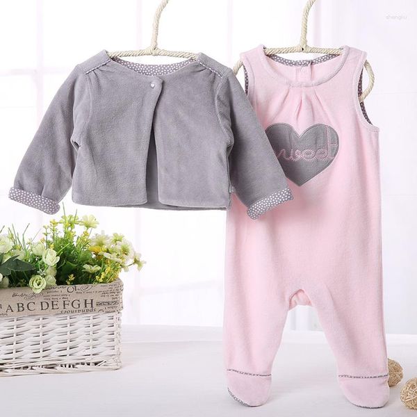 Kleidungssets Babykleidung 2er Pack Set Mädchen Strampler und Mantel Kinder Jumpsuit Pyjamas Overalls Lange Ärmel