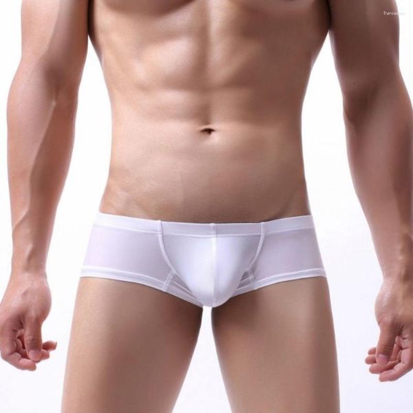 Cuecas masculinas elásticas boxer shorts roupa interior com nádegas pequenas calças de perna plana confortável e legal calcinha de tronco