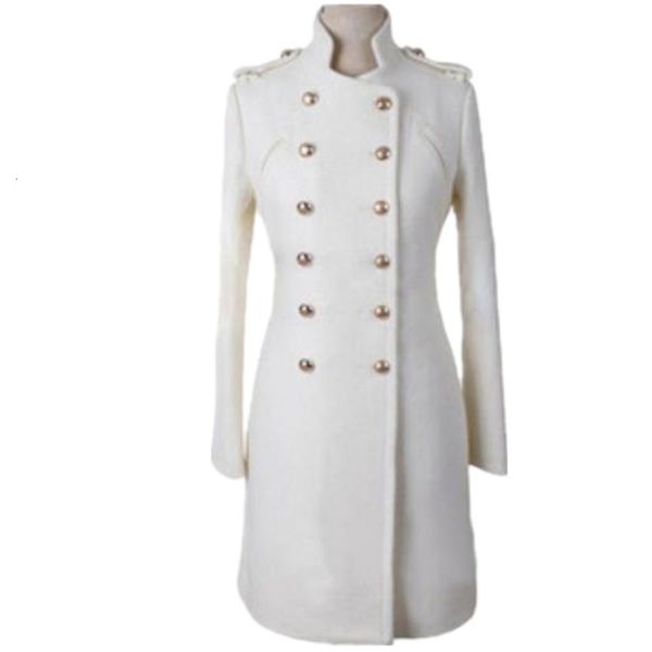 Mulheres misturas de lã outono inverno epaulet estilo militar feminino gola trespassado casaco de lã 230905
