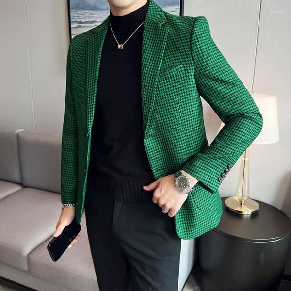 Herrenanzüge 2023 Herbst Hochwertige Blazer Business Casual Korea Kultivieren Sie die Moral Mode Einfacher Gentleman Karierter Anzug Kleid Smoking