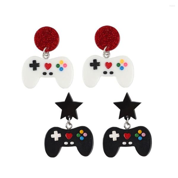 Baumelnde Ohrringe Acryl Game Controller Drop für Frauen geometrisch schwarz weiß Joystick Maschinengriff Geschenke Schmuck