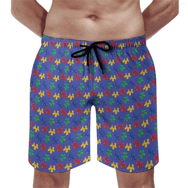 Shorts masculinos em forma de cachorro balão placa impressão colorida clássico praia trendy plus size calções de banho homens