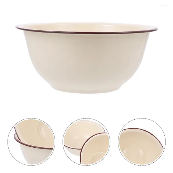 Set di stoviglie Ciotola smaltata Smalto domestico Vassoio in ceramica bianca Decorare la miscelazione dell'impasto Bacinella per zuppa decorativa Matrimonio vintage