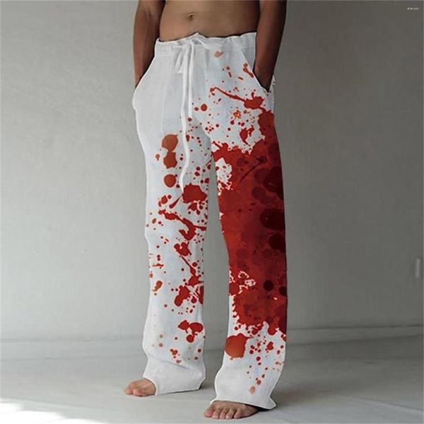 Pantaloni da uomo Halloween Casual elasticizzati con inchiostro e sangue Pantaloni cargo per uomo Vestibilità rilassata