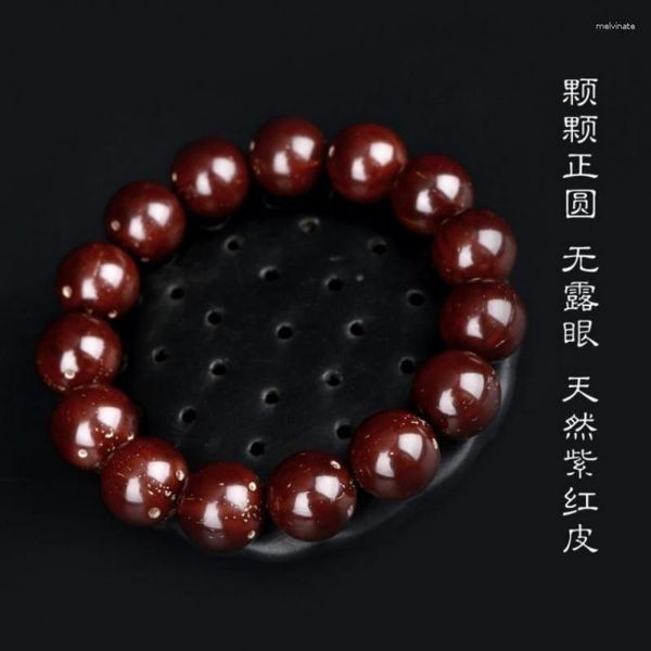 Bracciale Strand Zi Jin Shu Perline rotonde Pelle oro nero Bodhi Rosso violaceo Collezionismo-Rosario autografo Boutique