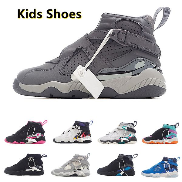 Kinder Athletic Outdoor Jumpman 8 8s Baby Basketballschuhe Olive Aqua Playoffs Center Star Chrom Rot Schwarz Platin Mädchen Jungen Kind Babys Kinder Trainer Sport Sneaker