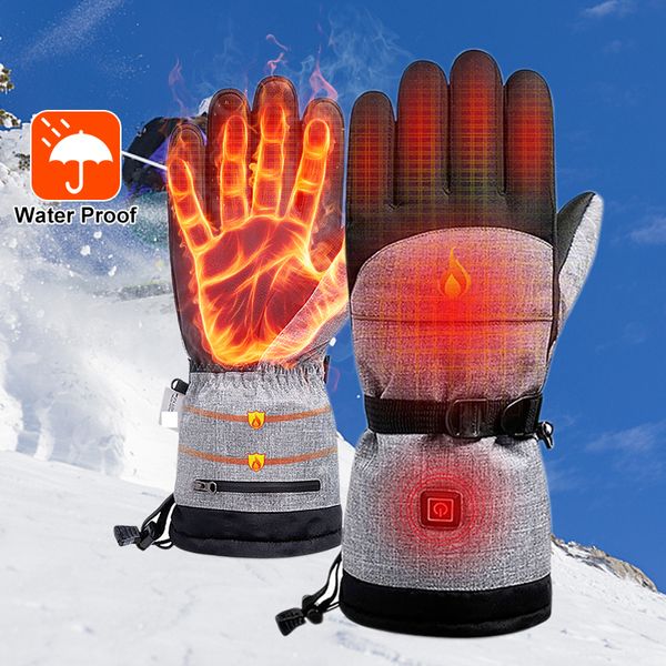 Cinco Dedos Luvas Luvas Aquecidas de Inverno Luvas Elétricas Aquecidas À Prova D 'Água Ciclismo À Prova de Vento Touch Screen Guantes Ski Luvas para Homens Mulheres 230906