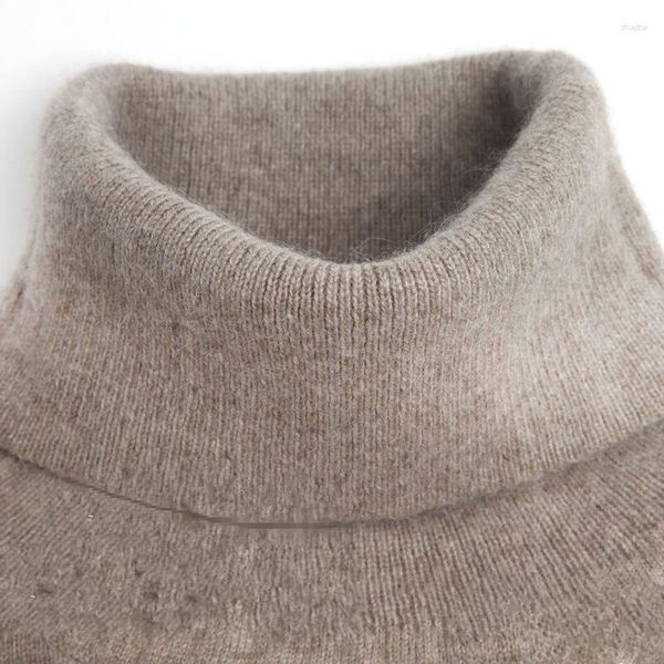 Camisolas masculinas Turtleneck Homens Sweater 2023 Outono Inverno Cashmere Mistura de Algodão Pulôver Alto Pescoço Homem Sueter Hombre Pull Homme Hiver