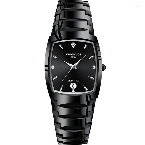 Orologi da polso Sdotter Relogio Masculino Orologio in acciaio al tungsteno Uomo Quadrato Orologi da uomo Top Quarzo Data Luminoso Polso impermeabile