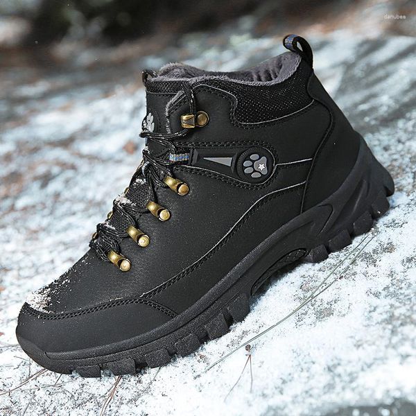 Stiefel Herren Wüste Sportschuhe Outdoor Hochwertige wasserdichte Casual High-Top Schnee Anti-Rutsch-Plüsch Wandern