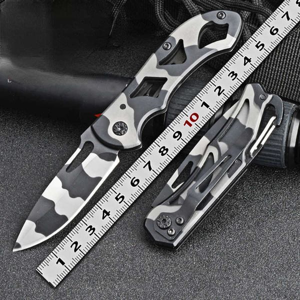 2024 Camo Coltello con manico cavo Pieghevole da esterno Multifunzionale Elevata durezza Campeggio Autodifesa Sopravvivenza HZRG