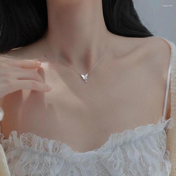 Anhänger Halsketten 2023 Schmetterling Halskette Für Frauen Weibliche Einfache Temperament Schlüsselbein Ketten Nette Süße Korea Zubehör Schmuck Geschenk