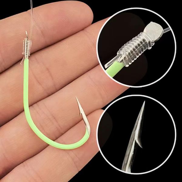 Luya Barb Night Hook Pill World Glow-in-the-dark Piastra di ferro Gancio 12#-28# Gancio in nylon Sub Line Legato in barca Pesca in mare Produttori di pesca all'ingrosso