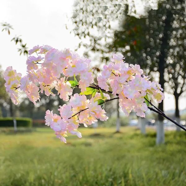 Einfacher 100 cm langer künstlicher Blumenstrauß, künstliche Kirschblüten-Blume, weiß, rosa, Champagner, erhältlich für Zuhause, Hochzeit, Party, Dekoration