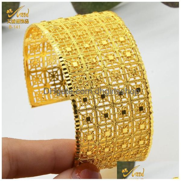 Bangle Dubai Flores Forma para Mulheres 24k Cor de Ouro Pulseiras Jóias Etíope Árabe Africano Trendy Bangles Designer Jewelrie Drop D Dhf7s