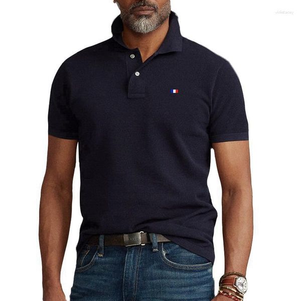 Polos masculinos de algodão verão de alta qualidade camisas polo de manga curta dos homens simplicidade casual ajuste tipo t camisa masculina topos 811