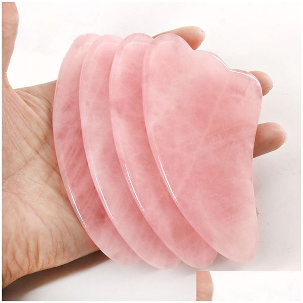 Pietre per massaggio Rocce Tamax Jd015 Quarzo rosa Giada rosa Guasha Board Raschietto per pietra naturale Cinese Gua Sha Pad Drop Delivery Salute Dhrls