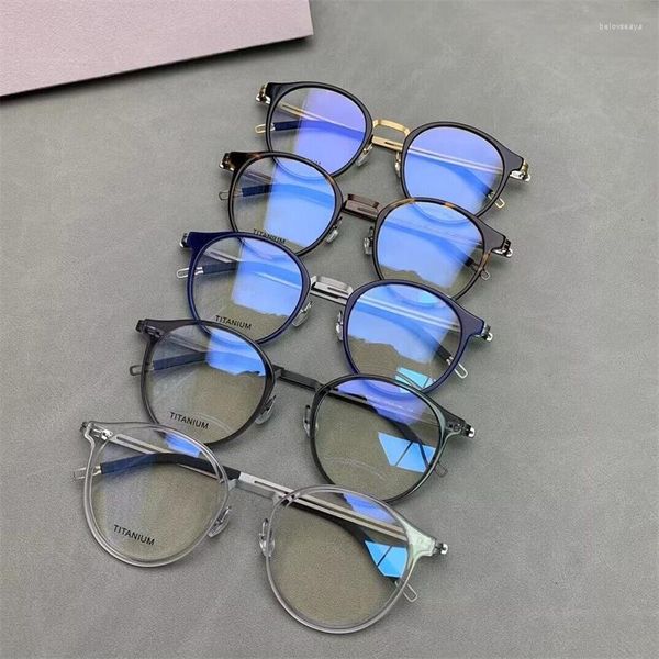 Sonnenbrille Rahmen Nicht-Schraube Scharnier Marke Designer Titan Acetat Gläser Männer Vintage Hohe Qualität Retro Runde Brillen Frauen Brillen