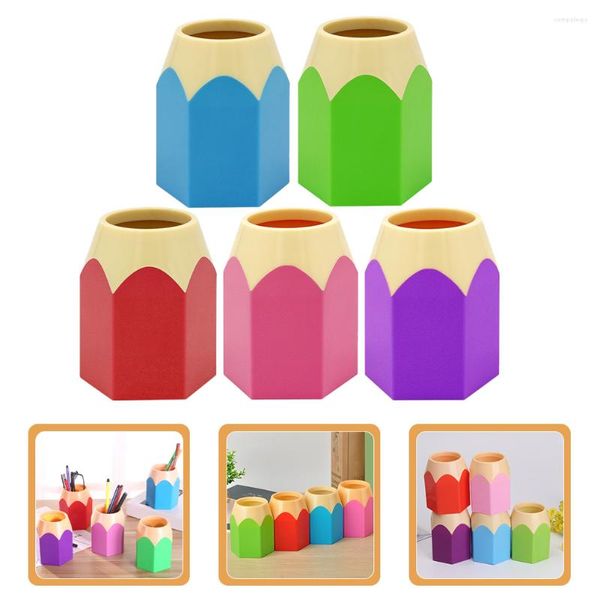 Bolsas de jóias 5 pcs caneta titular para mesa desktop copo cor lápis organizador dos desenhos animados escova de maquiagem